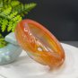 Orange Red Agate Bangle 58MM High Icy Translucent Hand Carved Nine Tailed Fox Plum Blossom