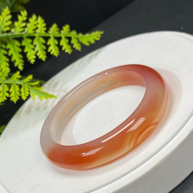 Gradient Orange Red Agate Bangle 58MM Icy Translucent Clean Celestial Eye