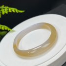 Light Gray Golden Gradient Agate Bangle 62+MM Icy Translucent Twisted Wave Style