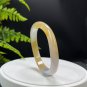 Light Gray Golden Gradient Agate Bangle 62+MM Icy Translucent Twisted Wave Style