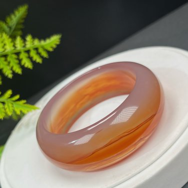Gradient Orange Red Agate Bangle 58MM High Icy Translucent Cornucopia Burning Clouds Landscape