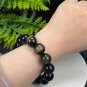Golden Obsidian Beaded Bracelet 16mm Large Beads Cat's Eye Golden Sheen