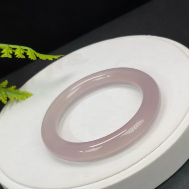 Rare Dusty Pink Agate Bangle 56MM High Icy Translucent Clean Round