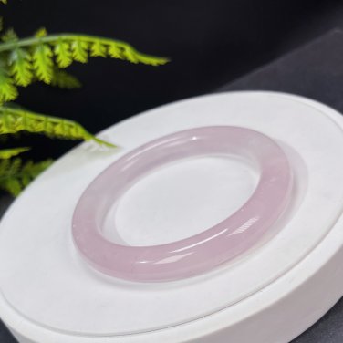Rose Quartz Bangle 59MM Flake Ice Translucent Light Pink Round