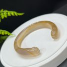 Champagne Golden Agate Open Bangle 63MM Icy Translucent Carved Cat's Paw
