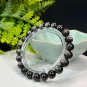 Silver Obsidian Beaded Bracelet 8.5mm Cat's Eye Silver Sheen Stacking