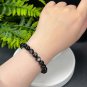 Silver Obsidian Beaded Bracelet 8.5mm Cat's Eye Silver Sheen Stacking