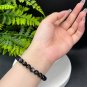 Silver Obsidian Beaded Bracelet 8.5mm Cat's Eye Silver Sheen Stacking