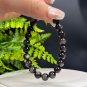 Silver Obsidian Beaded Bracelet 8.5mm Cat's Eye Silver Sheen Stacking