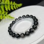 Silver Obsidian Beaded Bracelet 9.5mm Cat's Eye Silver Sheen Stacking