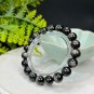 Silver Obsidian Beaded Bracelet 9.5mm Cat's Eye Silver Sheen Stacking