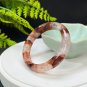 Ox Blood Red Phantom Quartz Bangle 52MM Icy Transparent Rainbow Multi-inclusions