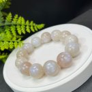 Rare Sunstone Moonstone Intergrowth Beaded Bracelet 18mm Icy Blue Light Large Beads