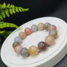 Fossilized Coral Beaded Bracelet 15.5mm Jadeification Multicolored Lemon Blossom Phoenix Tail