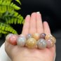 Fossilized Coral Beaded Bracelet 15.5mm Jadeification Multicolored Lemon Blossom Phoenix Tail
