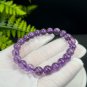Brazilian Amethyst Beaded Bracelet 8.5mm Flake Ice Transparent Purple Crystal
