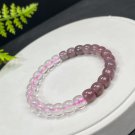 Gradient Rose Quartz Bracelet Icy Translucent Straight Cut Barrel Beads Madagascar & Mozambique