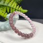 Gradient Rose Quartz Bracelet Icy Translucent Straight Cut Barrel Beads Madagascar & Mozambique