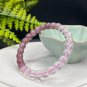 Gradient Rose Quartz Bracelet Icy Translucent Straight Cut Barrel Beads Madagascar & Mozambique