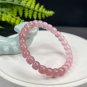 Gradient Rose Quartz Bracelet Icy Translucent Straight Cut Barrel Beads Madagascar & Mozambique