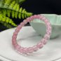 Gradient Rose Quartz Bracelet Icy Translucent Straight Cut Barrel Beads Madagascar & Mozambique