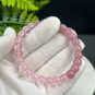 Gradient Rose Quartz Bracelet Icy Translucent Straight Cut Barrel Beads Madagascar & Mozambique