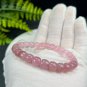 Gradient Rose Quartz Bracelet Icy Translucent Straight Cut Barrel Beads Madagascar & Mozambique