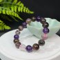 Auralite 23 Crystal Beaded Bracelet 12mm Icy Translucent Round Beads Handmade