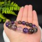 Auralite 23 Crystal Beaded Bracelet 12mm Icy Translucent Round Beads Handmade