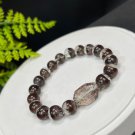 Brazilian Red Phantom Quartz Beaded Bracelet 10.5mm Icy Transparent Cornucopia Ghost Crystal