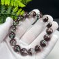 Brazilian Red Phantom Quartz Beaded Bracelet 12mm Icy Transparent Cornucopia Ghost Crystal