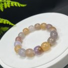 Fossilized Coral Barrel Bead Bracelet Icy Translucent Jadeification Multicolored
