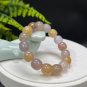 Fossilized Coral Barrel Bead Bracelet Icy Translucent Jadeification Multicolored