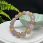 Fossilized Coral Barrel Bead Bracelet Icy Translucent Jadeification Multicolored