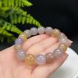 Fossilized Coral Barrel Bead Bracelet Icy Translucent Jadeification Multicolored