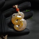 Orange Gray Fossilized Coral Pendant High Icy Translucent Lemon Blossom Hand Carved Zodiac Snake