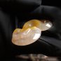 Orange Gray Fossilized Coral Pendant High Icy Translucent Lemon Blossom Hand Carved Zodiac Snake
