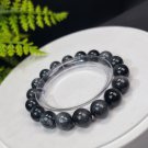 Hawk's Eye Beaded Bracelet 11mm Round Beads Black Gray