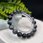 Hawk's Eye Beaded Bracelet 11mm Round Beads Black Gray