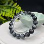 Hawk's Eye Beaded Bracelet 11mm Round Beads Black Gray