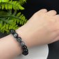 Hawk's Eye Beaded Bracelet 11mm Round Beads Black Gray