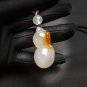 Lychee White Honey Sugar Agate Pendant Icy Translucent Clean Hand Carved Calabash Plum Blossom