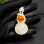 Lychee White Honey Sugar Agate Pendant Icy Translucent Clean Hand Carved Calabash Plum Blossom