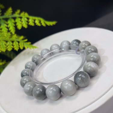 Hawk's Eye Beaded Bracelet 12.5mm Round Beads Gray White