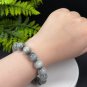 Hawk's Eye Beaded Bracelet 12.5mm Round Beads Gray White