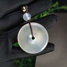White Agate Pendant Necklace Icy Translucent Clean Hand Carved Peace Buckle