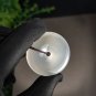 White Agate Pendant Necklace Icy Translucent Clean Hand Carved Peace Buckle