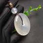 White Agate Pendant Necklace Icy Translucent Clean Hand Carved Peace Buckle