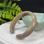Fossilized Coral Open Bangle 56MM Porcelain Luster Jadeification Hand Carved Cute Bunny