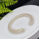 Light Champagne White Agate Open Bangle 52MM Icy Translucent Carved Cat's Paw